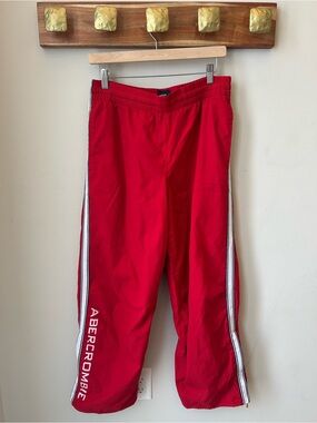 Vintage Y2K Abercrombie & Fitch Red Athletic Pants with Zipper ankles Blokecore
